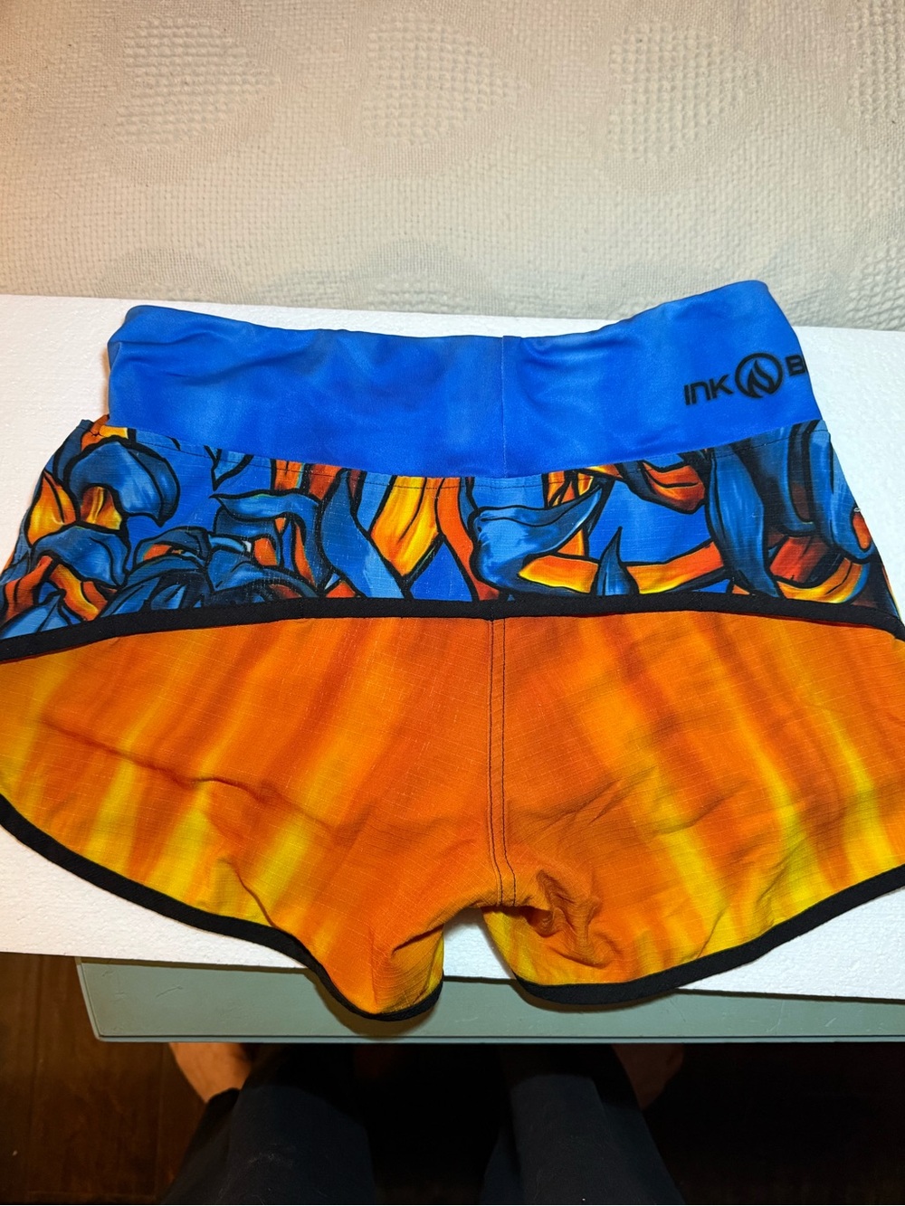 INKnBURN Classic Orange Bloom, Women's Athletic Shorts, 2 pocket, running, gym